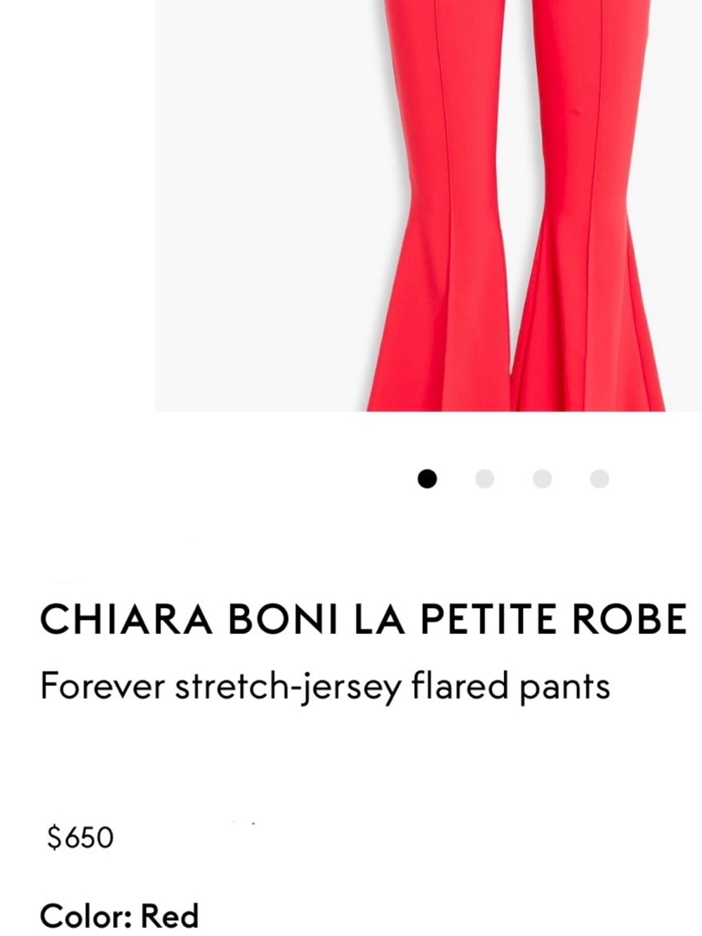 Zara Boni La Petite Robe Red Stretch-Jersey Flared Pants IT 38 size